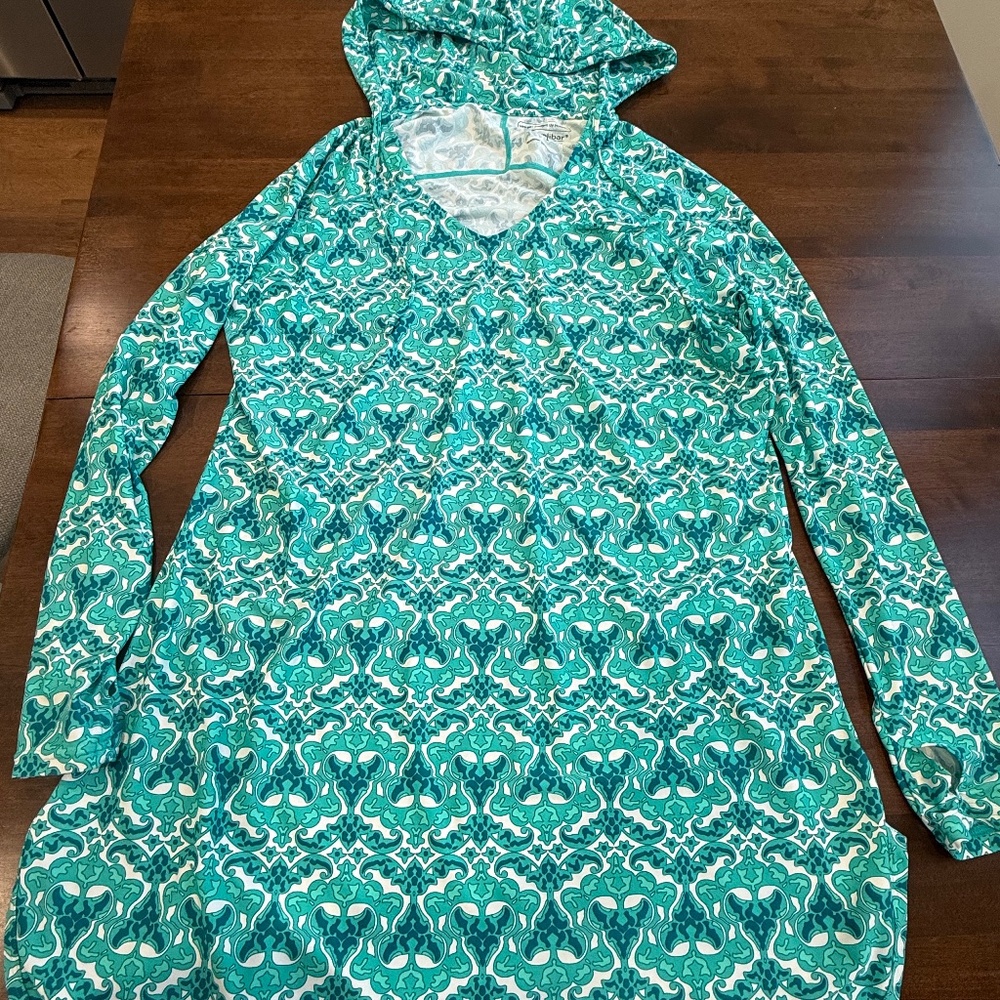 Coolibar Dress Green Seacoast Swim Cover-Up UPF 50+ Beach Vacation